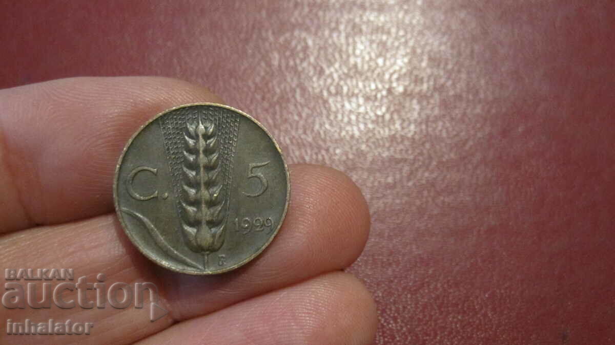 1929 anul 5 centesimi Italia