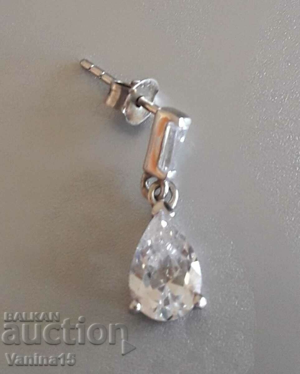 Imported silver earrings with crystal - 5