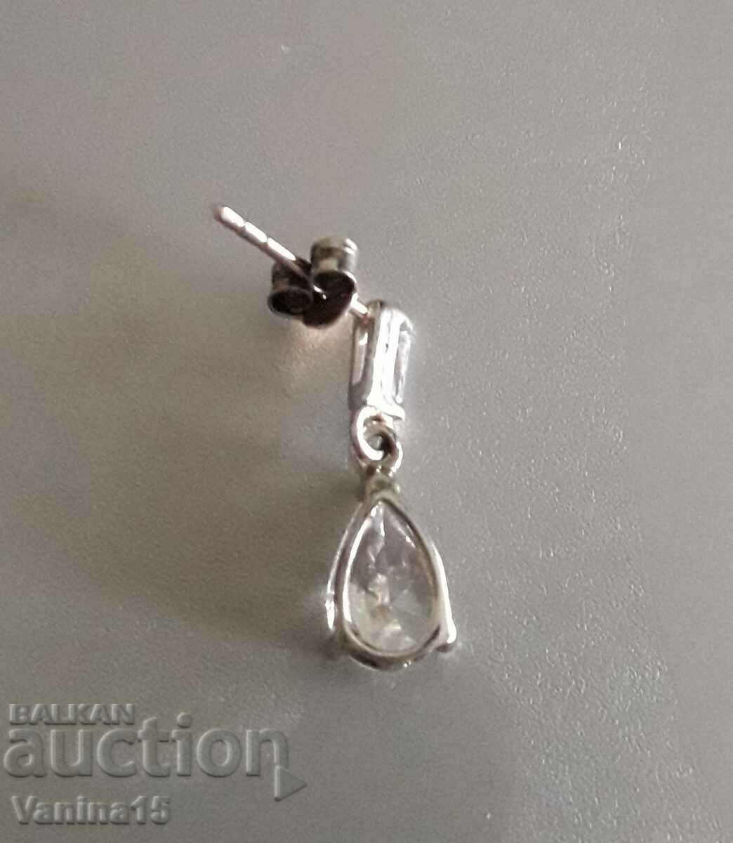 Imported silver earrings with crystal - 6