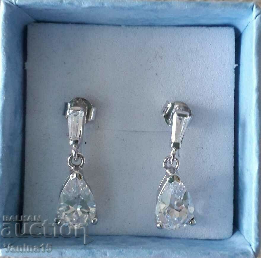 Imported silver earrings with crystal