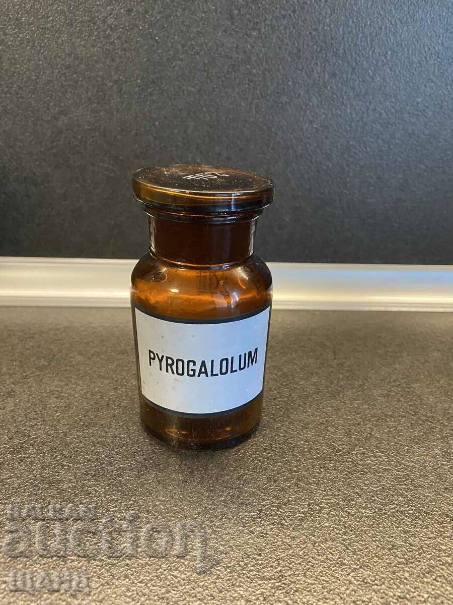 Old Glass Apothecary Bottle Jar Pharmacy PYROGALOLUM