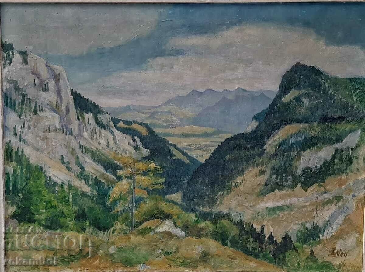 Licitație Vechiul peisaj alpin al lui Hood Eugen Nell din 1951.