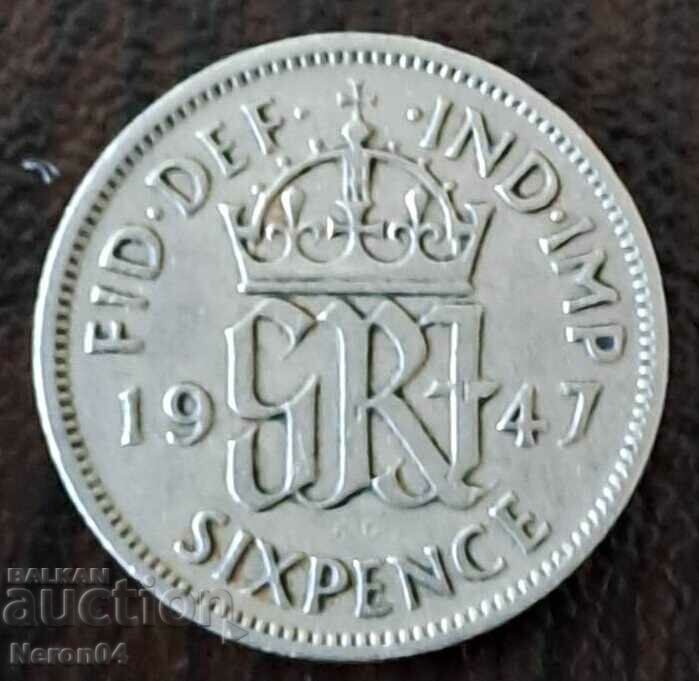 6 пенса 1947, Великобритания