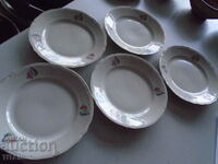 5 pcs. beautiful retro porcelain plates 18.5 cm.