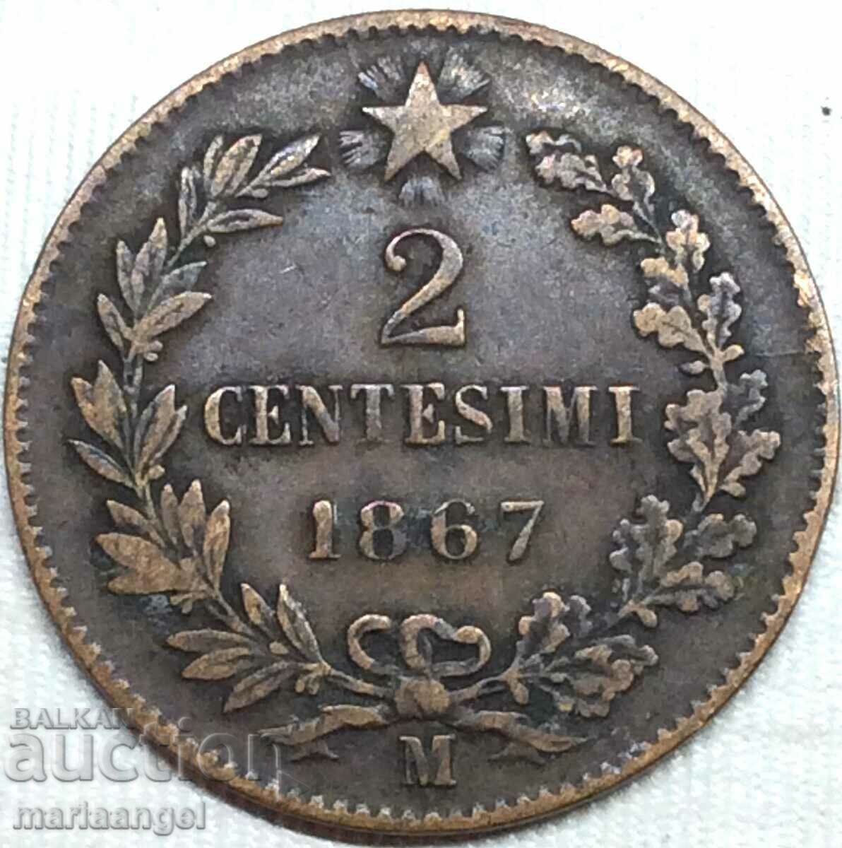 2 centesimi 1867 M - Milano Italia centesimi