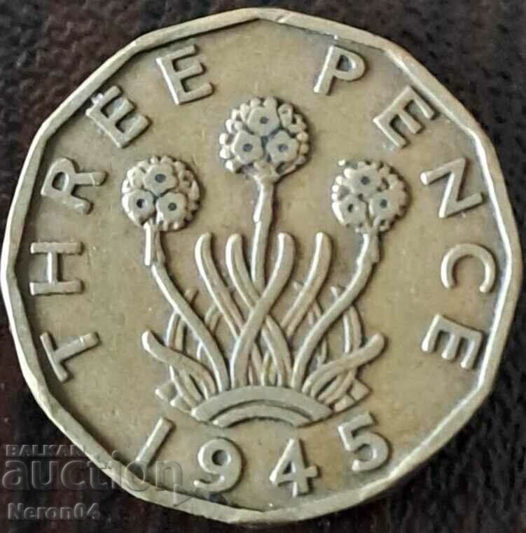 3 пенса 1945, Великобритания