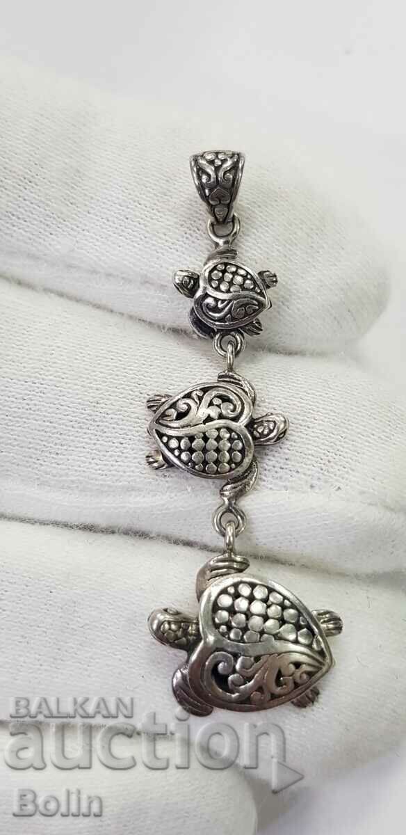 Silver medallion, pendant turtles, turtle 925 pr. with price 65.00 BGN | € 33.23