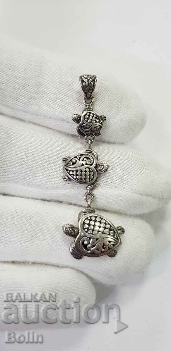 Silver medallion, pendant turtles, turtle 925 pr.