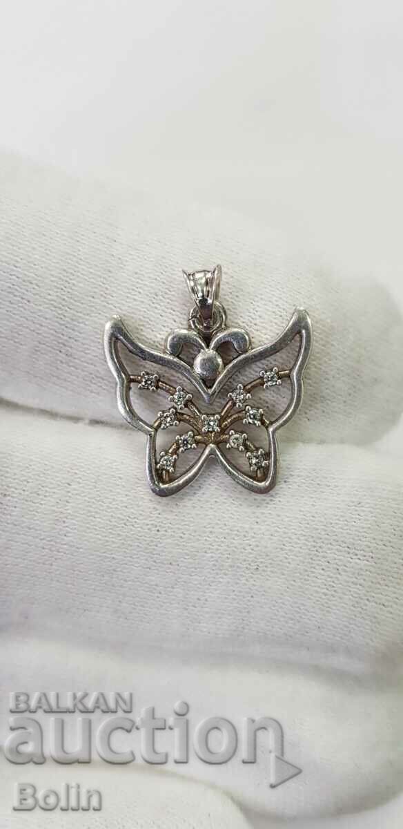 Сребърен медальон, висулка пеперуда 925 пр. - Европа