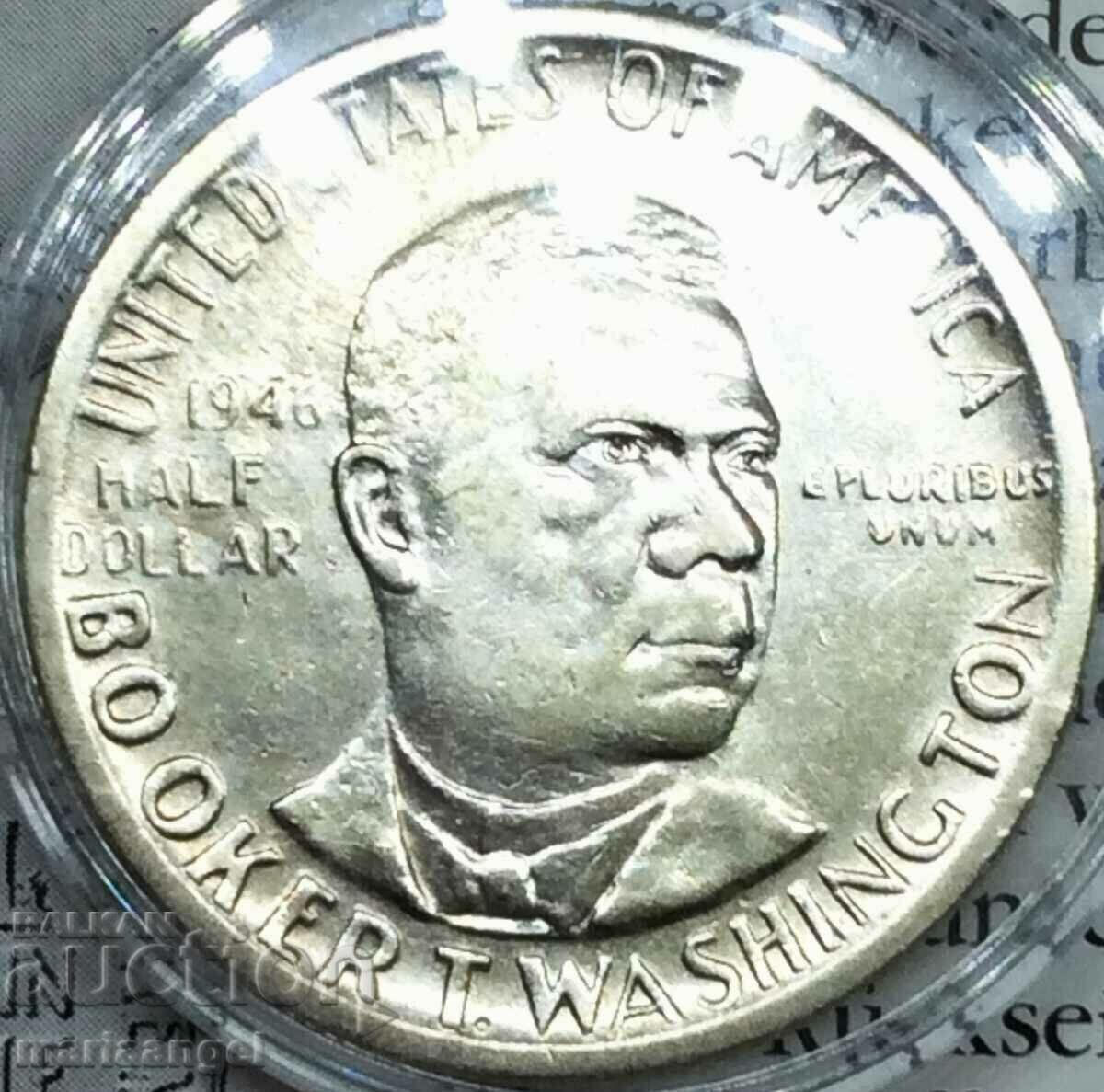 US 1/2 Dollar 1946 America Booker T. Washington Silver