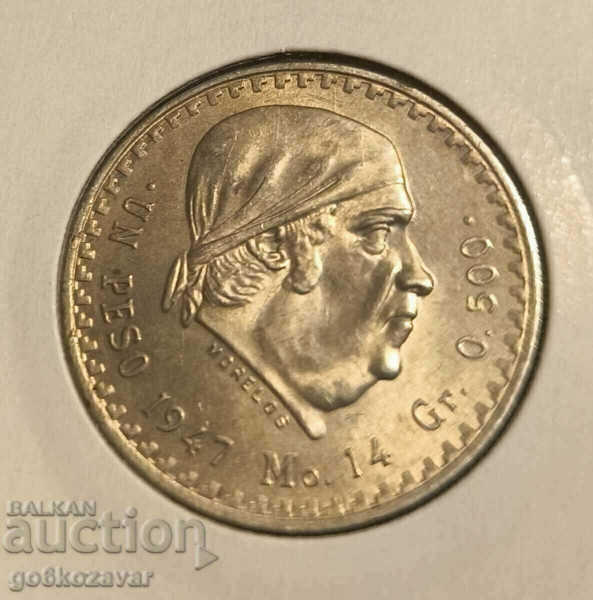 Mexico 1 peso 1947 Silver! UNC!