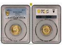 20 franci 1852 Franța - MS63 PCGS (aur)