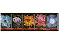 AJMAN 1972 Fâșie de flori transparentă de 5 timbre
