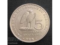 Бурунди.5 франка 2014 г.Stephanoaetus coronatus.UNC.