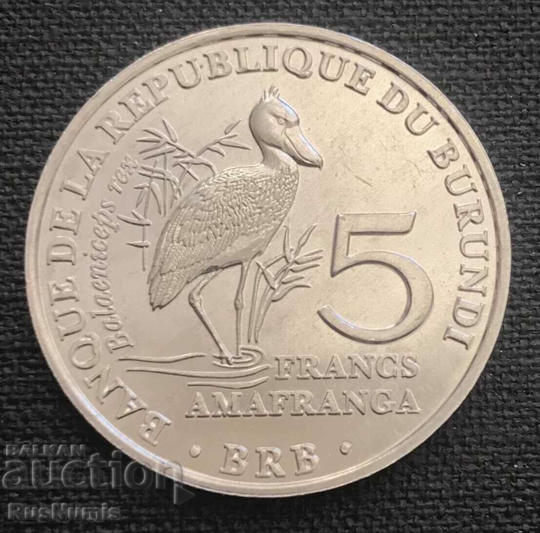 Бурунди.5 франка 2014 г.Balaeniceps rex.UNC.