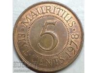 5 cents 1978 Mauritius Elizabeth II 28mm