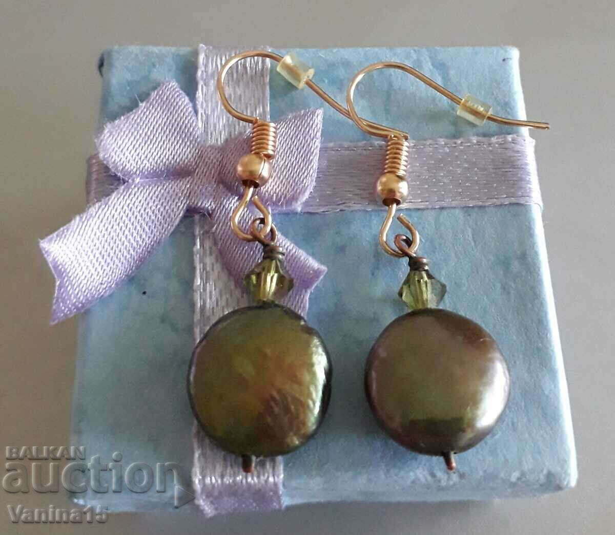 Imported Natural Pearl Coin Earrings