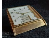 Brass Swiss calendar table clock