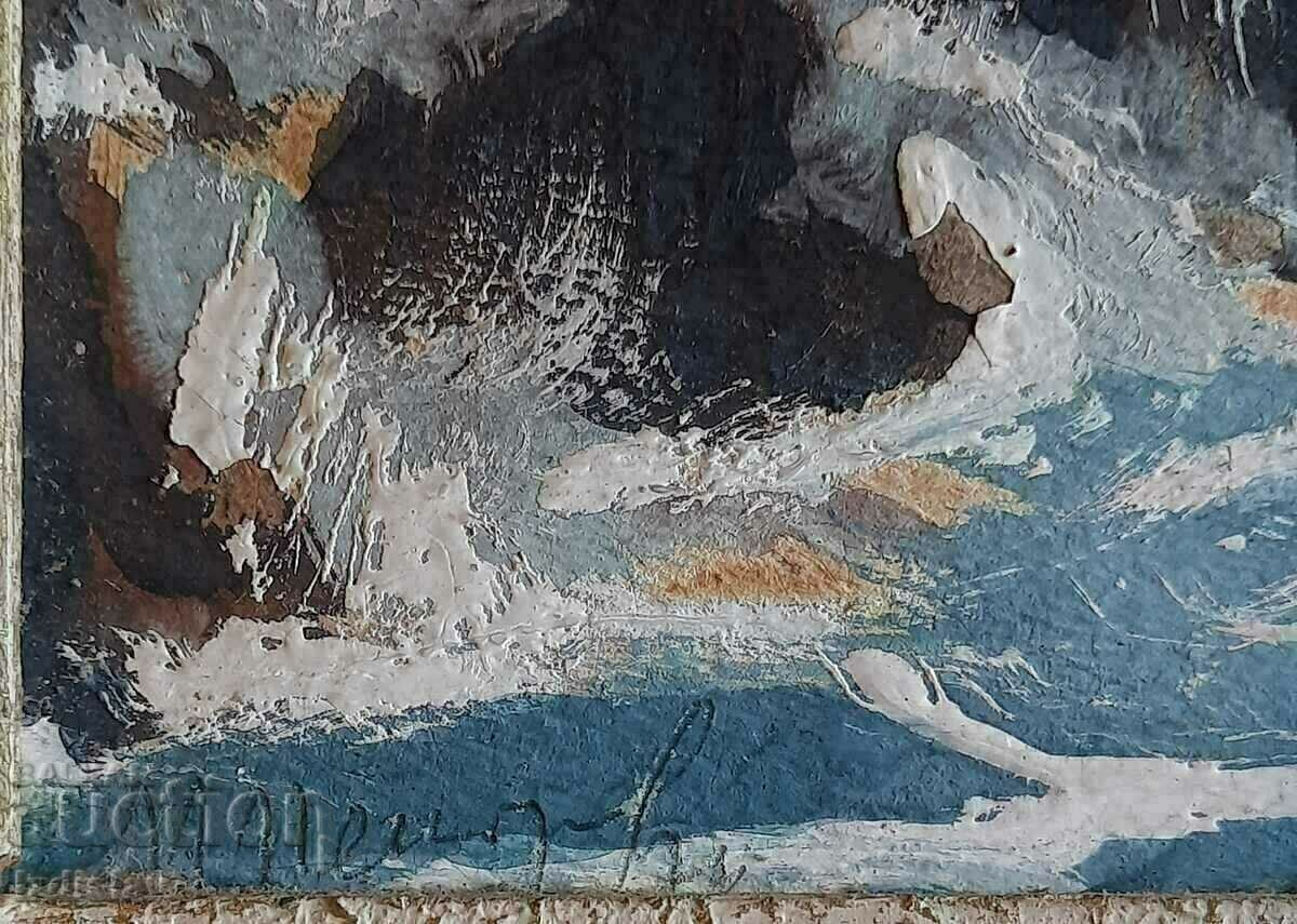 Old seascape by artist Petar Petrov, 1974 with price 450.00 BGN | € 230.08 Old seascape by artist Petar Petrov, 1974 with price 450.00 BGN | € 230.08