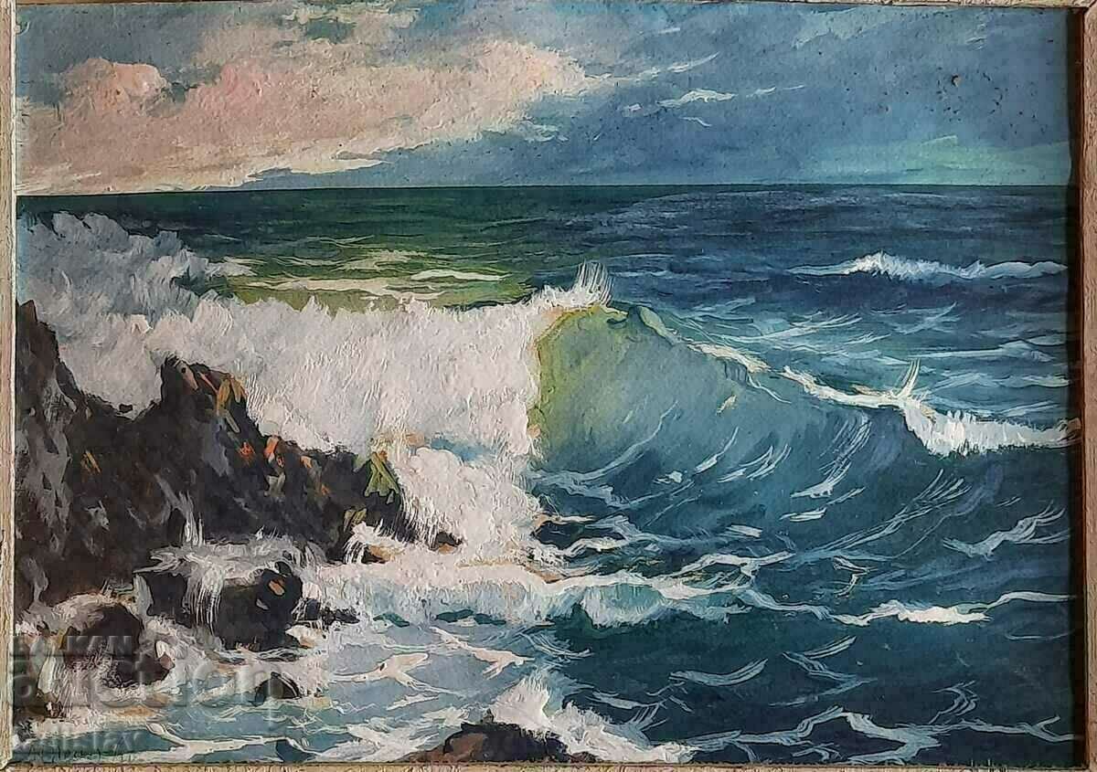 Auction Old seascape by artist Petar Petrov, 1974 Auction Old seascape by artist Petar Petrov, 1974