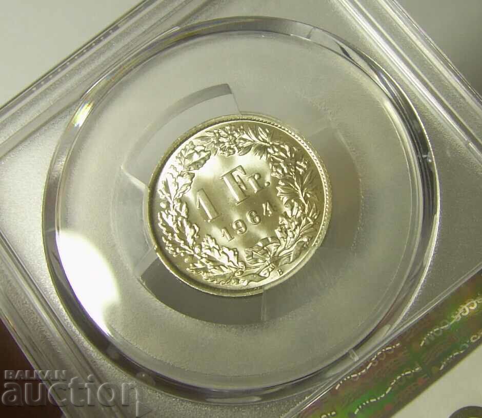 Auction Switzerland 1 Franc 1964 MS67 PCGS Auction Switzerland 1 Franc 1964 MS67 PCGS