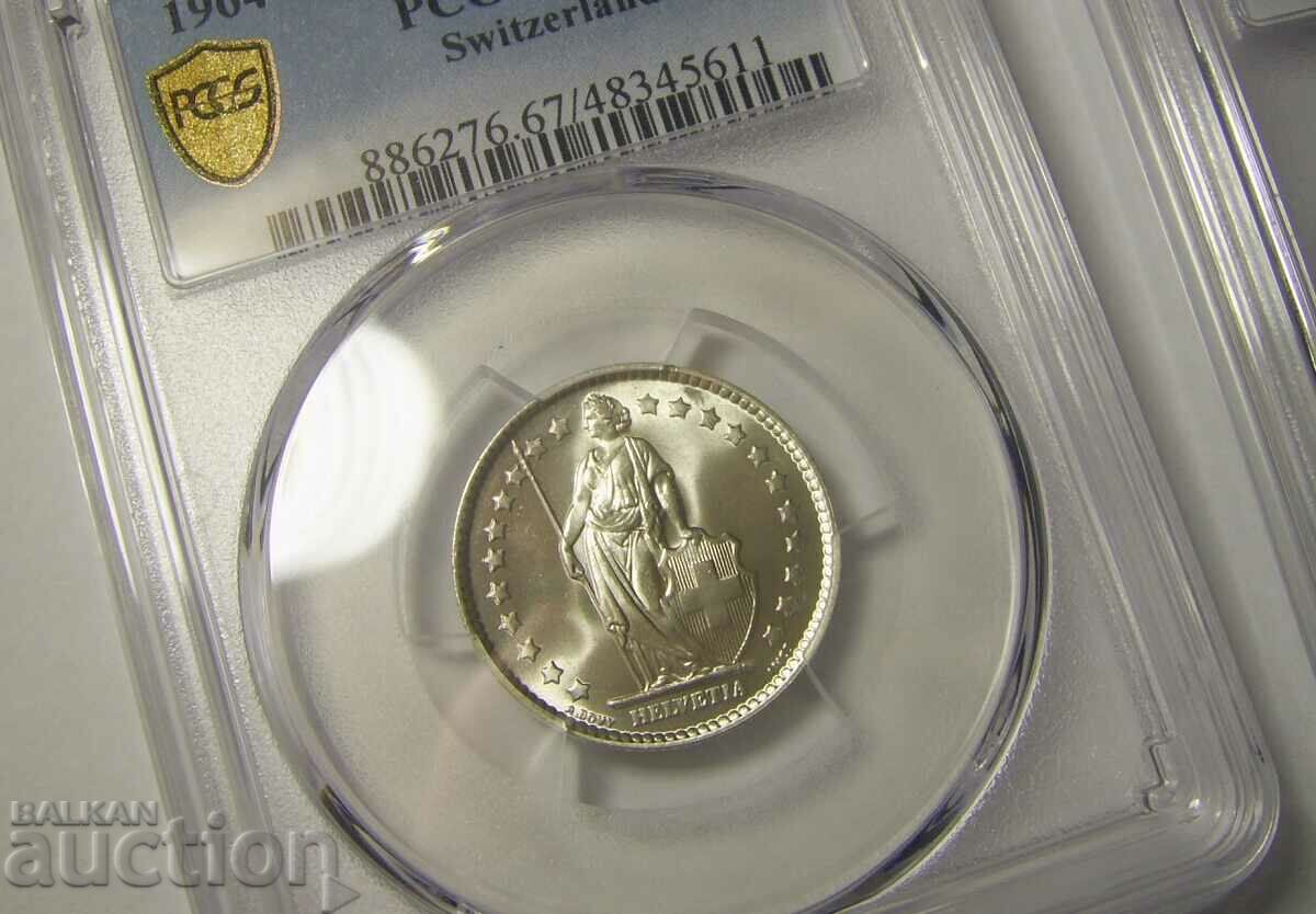Switzerland 2 x 1 Franc 1964 MS67 PCGS with price 340.00 BGN | € 173.84 Switzerland 2 x 1 Franc 1964 MS67 PCGS with price 340.00 BGN | € 173.84