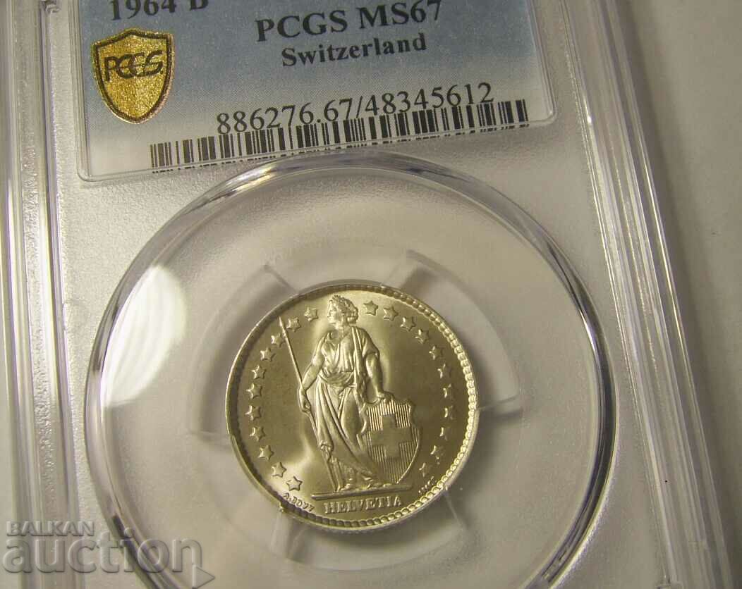 Auction Switzerland 2 x 1 Franc 1964 MS67 PCGS Auction Switzerland 2 x 1 Franc 1964 MS67 PCGS