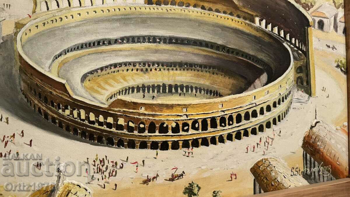 Auction Large painting, oil, canvas, S. Stefanov – "Coliseum" Auction Large painting, oil, canvas, S. Stefanov – "Coliseum"