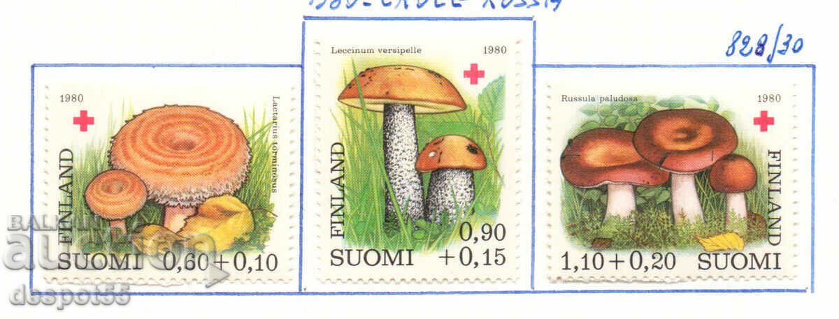 1980 Finlanda. Crucea Roșie - Caritate. Ciuperci comestibile
