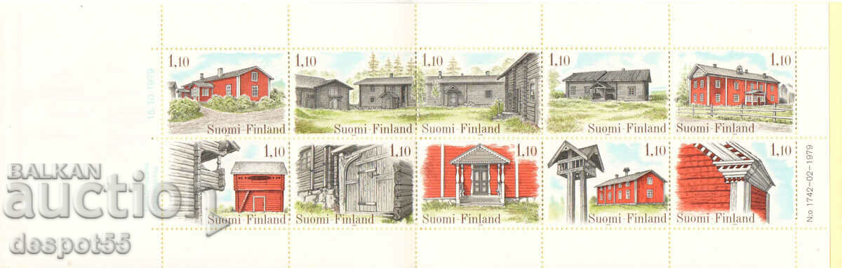 1979. Φινλανδία. Ξύλινα κτίρια. Δελτίο.