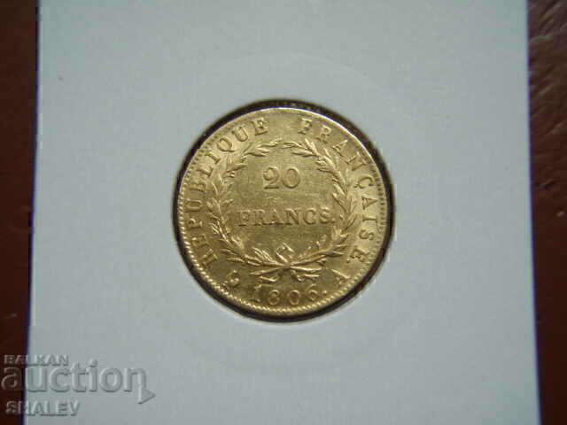 20 franci 1806 A Franța - XF/AU (aur) cu preț € 869.89 | 1701.36 BGN