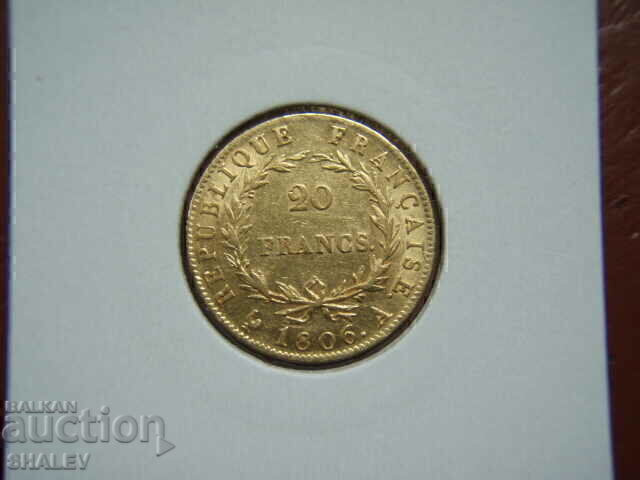 Livrarea 20 franci 1806 A Franța - XF/AU (aur)