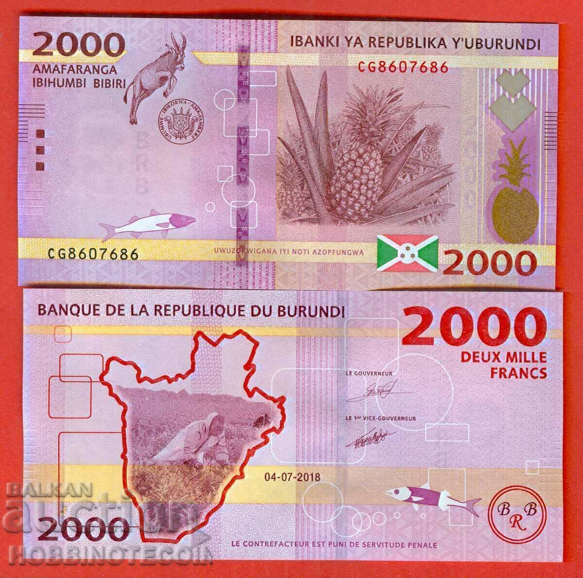 BURUNDI BURUNDI 2000 2,000 Franc issue issue 2018 NEW UNC BURUNDI BURUNDI 2000 2,000 Franc issue issue 2018 NEW UNC