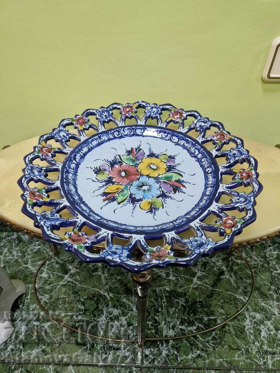 Прекрасна голяма антикварна португалска чиния