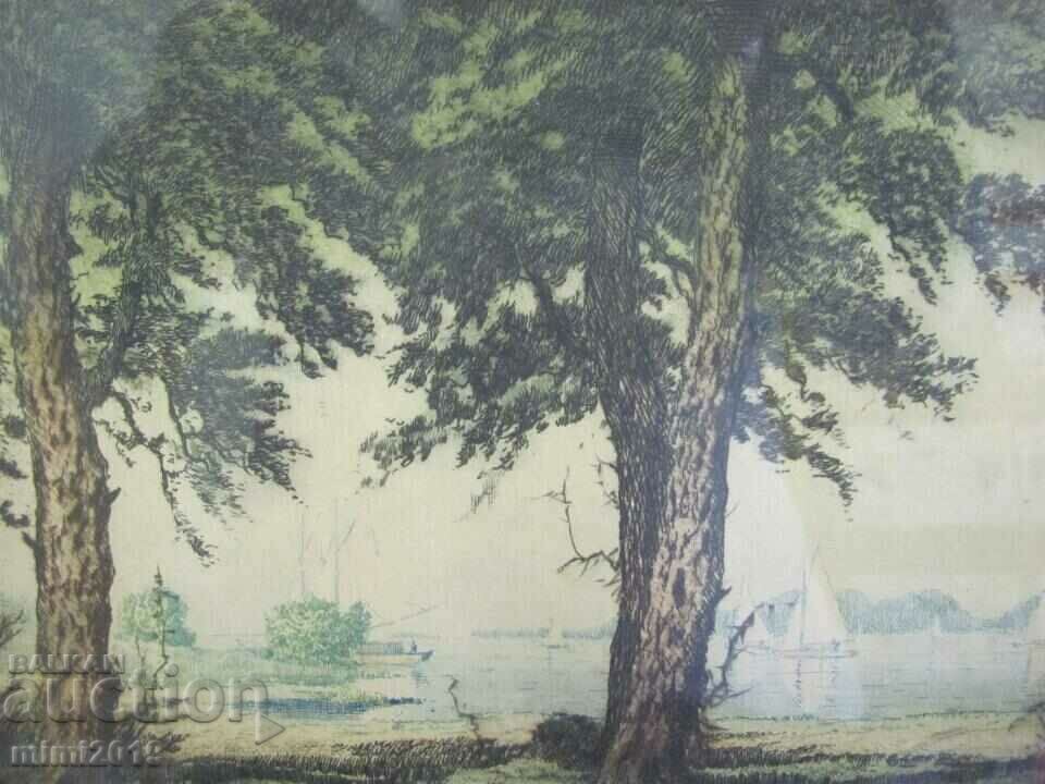 Auction Old Painting Intaglio Signed by the Author Auction Old Painting Intaglio Signed by the Author