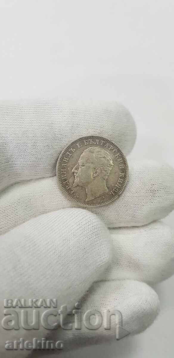 Princely silver coin 1 lev 1894 - 5 Princely silver coin 1 lev 1894 - 5