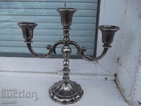 Candlestick for three candles silver-plated
