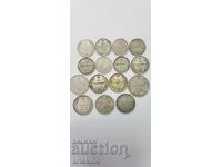 15 pieces Russian royal coins, silver kopecks coin