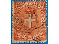 timbru poștal folosit. Regatul Italiei 2c 1896 Stema....