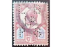 Великобритания 1902 Едуард 5p Perfin Използвана пощенска ...