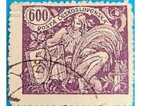 CZECHOSLOVAKIA 1920 Allegory, 600h. Used postal...
