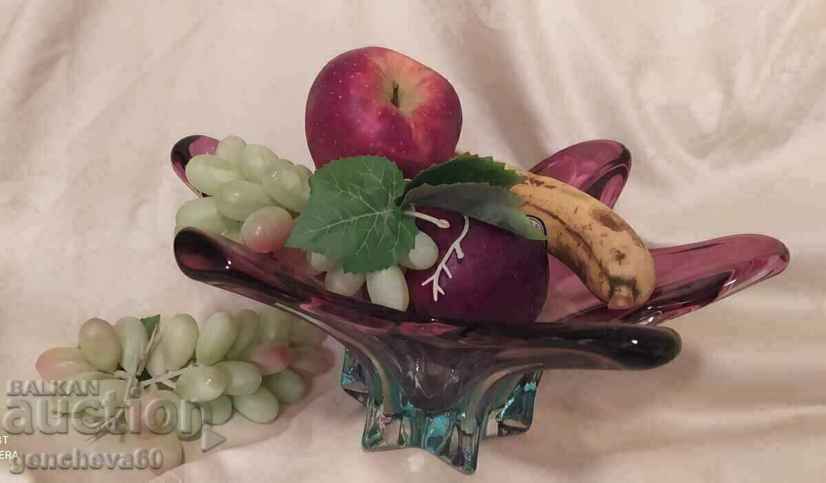 Auction  Murano designer crystal fruit bowl 70s