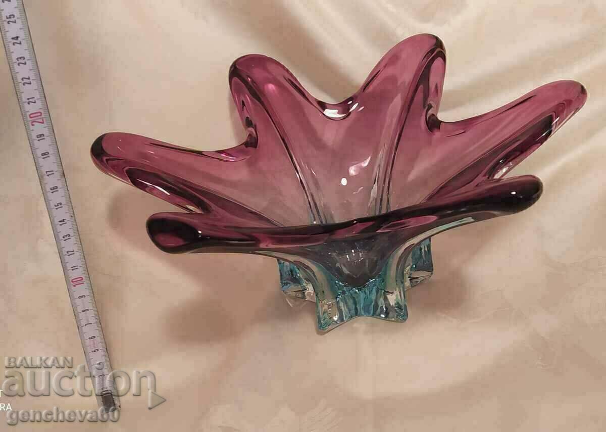 STAR Designer crystal fruit bowl Murano 70s