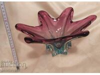 Designer crystal bowl in pink and blue Murano 70s