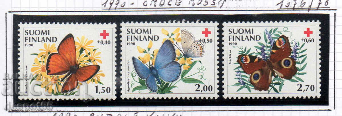 1990. Финландия. Червен кръст - Благотворителност. Пеперуди.