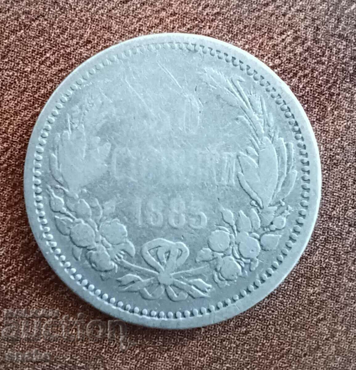 Bulgaria 50 de cenți 1883 Argint