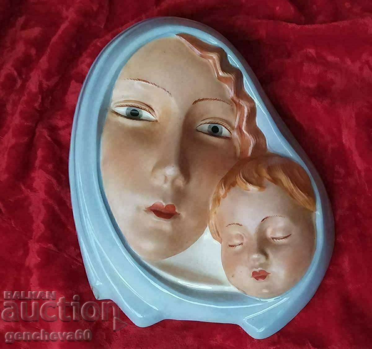 Παράδοση ROYAL DUX Vintage ανάγλυφο γλυπτό Madonna and Child