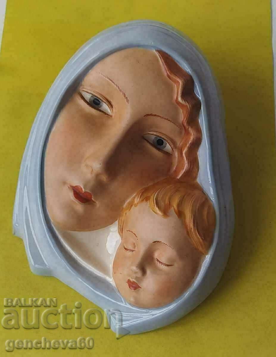 ROYAL DUX Vintage Relief Sculpture Madonna and Child - 7