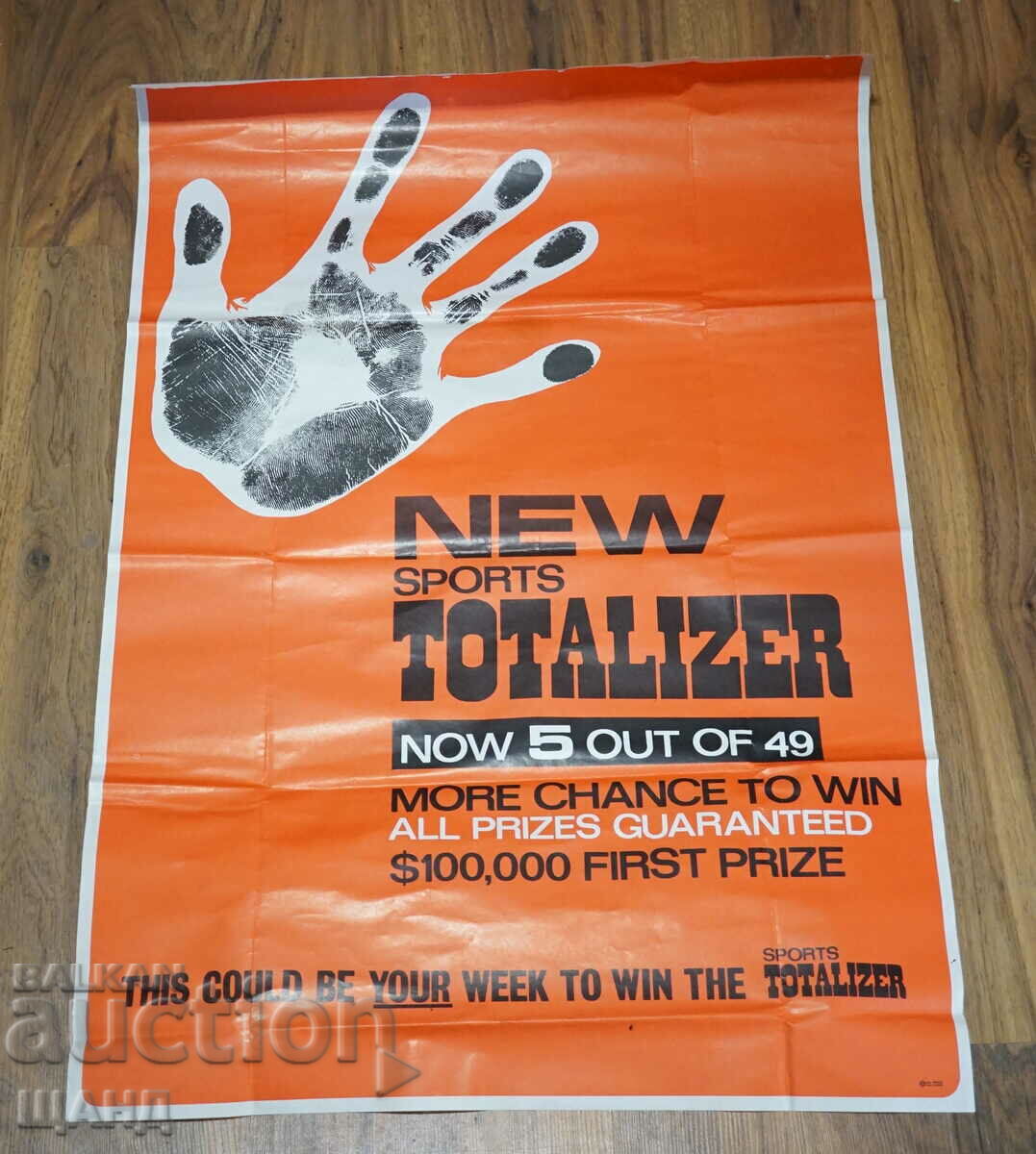 Poster original vechi de loterie Sport Toto Jackpot Malaezia