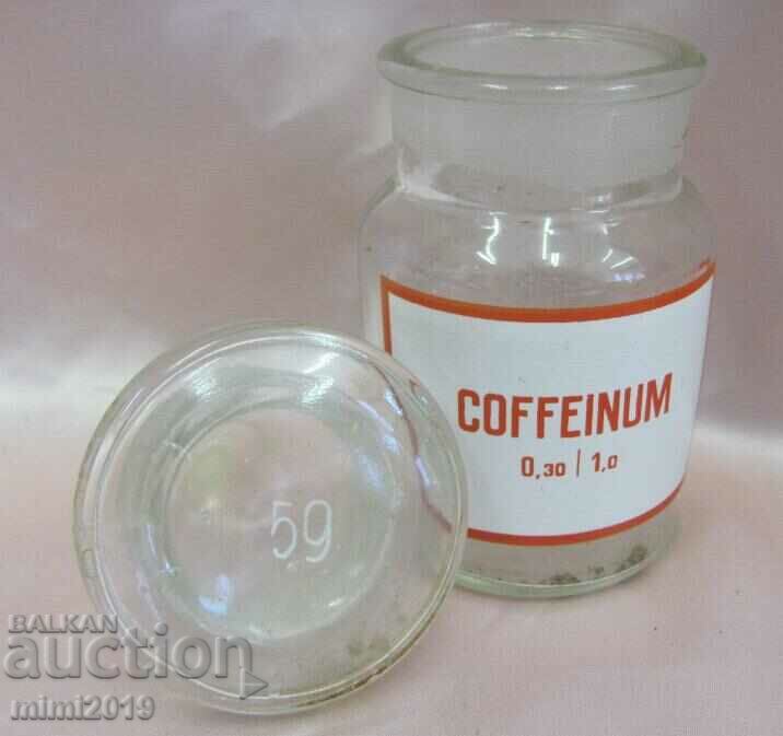 Auction 19th century Vintich Apothecary Bottle with Enameled Label-COFFEINUM Auction 19th century Vintich Apothecary Bottle with Enameled Label-COFFEINUM